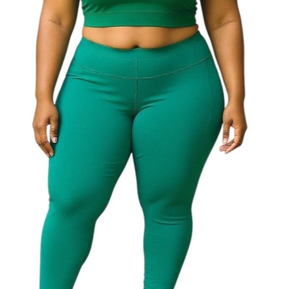 All In Motion Cropped Leggings Size XXL Green 2 Side Pockets Infinite Drawstring - Picture 1 of 7